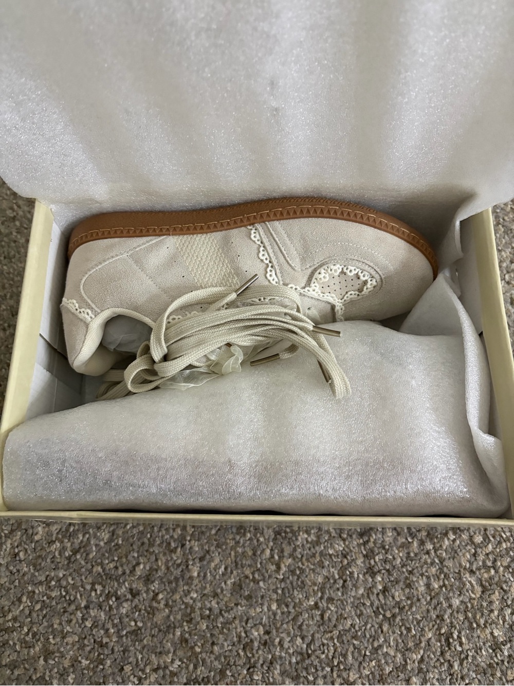 Women’s Cream Lace-Up Canvas Sneakers with Decorative Trim
